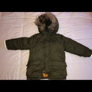 Gap olive green down coat 3 years